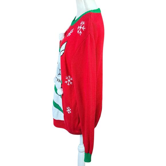 Imagin8 Holiday Ugly Sweater Size Large Red Green White Llama Fun Cozy Pullover - Picture 6 of 10